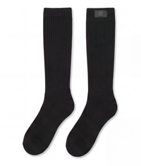 ColdCarve heated socks in black, the pair laid flat