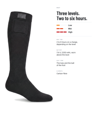 ColdCarve heated socks in black, three heat levels and two to six hours of run time