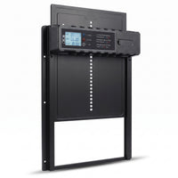 ChookGate automatic coop door, black aluminium, door panel raised open