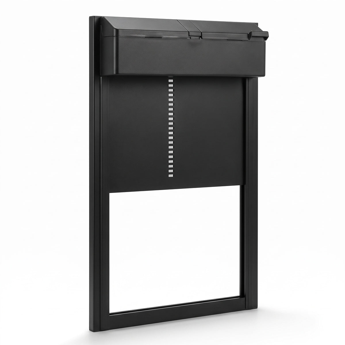 ChookGate Battery Coop Door, matte black, door raised open