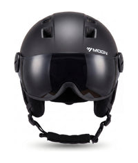 ColdCarve visor helmet in black, front view with the visor down