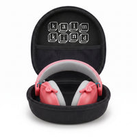 kalmkind ear defenders + carry case bundle, rose pink colourway
